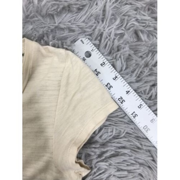 Deletta Anthropologie Cream & Blue Printed Slub Knit Mixed Knit Top S - Picture 7 of 7